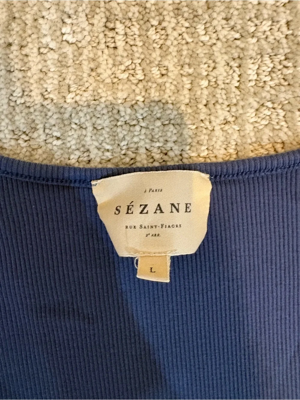 Sezane Blue Ribbed Scoop Tank - Picture 2 of 3